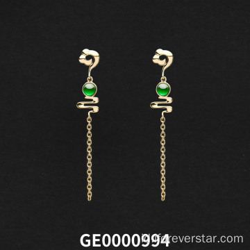 18K EMAS REAL Imperial Green Jadeite Anting